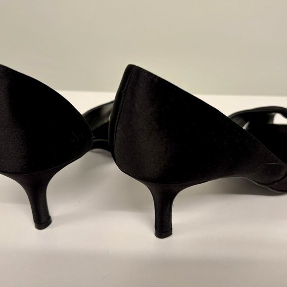 NIB elegant black satin open toe Nina heels womens size 8 - Picture 5 of 7